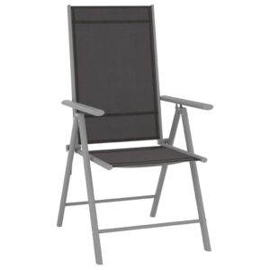 Skladacie záhradné stoličky 4 ks textilénové čierne Produkt