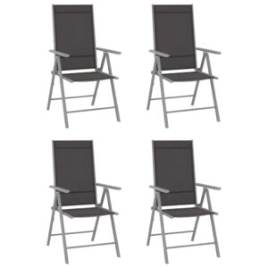 Skladacie záhradné stoličky 4 ks textilénové čierne