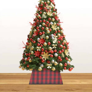 Spodný kryt na vianočný stromček červeno-čierny 48x48x25 cm Foto