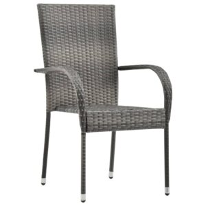 Stohovateľné vonkajšie stoličky 6 ks sivé polyratanové Produkt