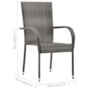 Foto  Stohovateľné vonkajšie stoličky 6 ks sivé polyratanové