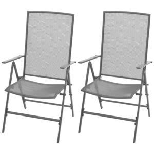 Stohovateľné záhradné stoličky 2 ks, oceľ, sivé