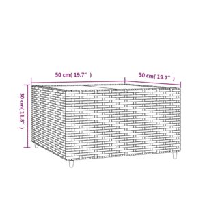 Štvorcový záhr. konferenčný stolík čierny 50x50x30 cm polyratan - eshop