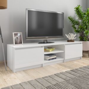 TV skrinka, lesklá biela 140x40x35,5 cm, drevotrieska