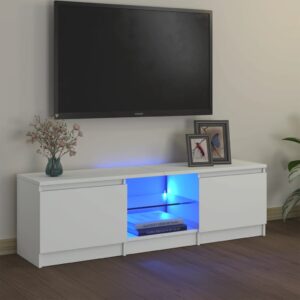 TV skrinka s LED svetlami biela 120x30x35,5 cm