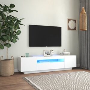 TV skrinka s LED svetlami biela 160x35x40 cm
