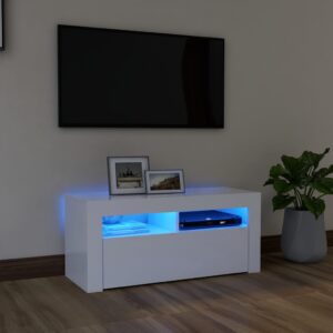 TV skrinka s LED svetlami biela 90x35x40 cm