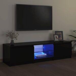 TV skrinka s LED svetlami čierna 140x40x35,5 cm