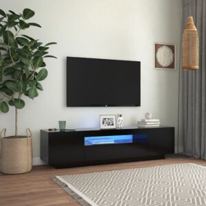 TV skrinka s LED svetlami čierna 160x35x40 cm