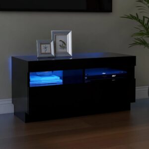 TV skrinka s LED svetlami čierna 80x35x40 cm