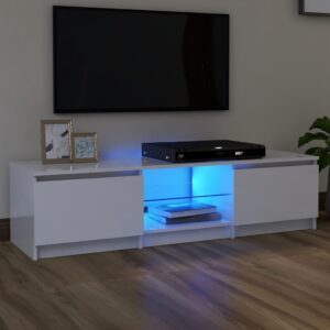 TV skrinka s LED svetlami lesklá biela 140x40x35,5 cm