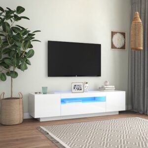 TV skrinka s LED svetlami lesklá biela 160x35x40 cm