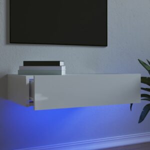 TV skrinka s LED svetlami lesklá biela 60x35x15,5 cm