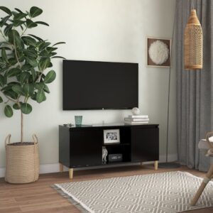 TV stolík nohy z masívneho dreva čierny 103,5x35x50cm