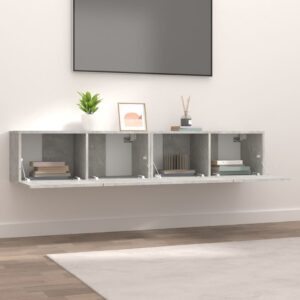 TV stolíky 2 ks betónovo-sivé 80x30x30 cm spracované drevo Foto
