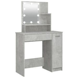 Toaletný stolík s LED betónovo sivý 86,5x35x136 cm Produkt