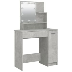 Toaletný stolík s LED betónovo sivý 86,5x35x136 cm Foto