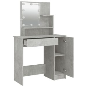 Toaletný stolík s LED betónovo sivý 86,5x35x136 cm Obrázok