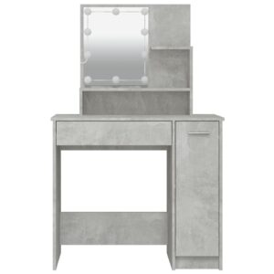 Fotka  Toaletný stolík s LED betónovo sivý 86,5x35x136 cm
