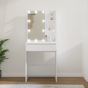 Toaletný stolík s LED biely 60x40x140 cm