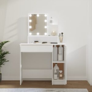 Toaletný stolík s LED biely 86,5x35x136 cm