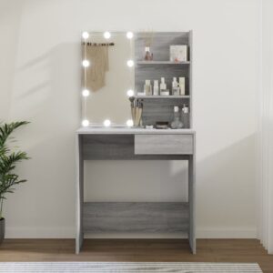 Toaletný stolík s LED sivý dub sonoma 74,5x40x141 cm