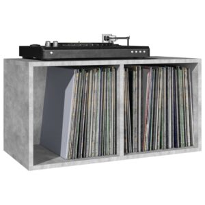 Fotka  Úložný box na vinyly, betónovo sivý 71x34x36cm kompozitné drevo