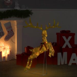 Vianočná dekorácia lietajúci sob 120 LED zlatá teplá biela