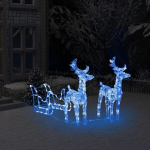 Vianočná dekorácia so sobmi a saňami 160 LED 130 cm akryl