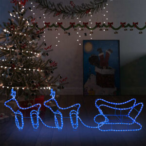 Vianočná vonkajšia dekorácia so sobmi a saňami 576 LED diód