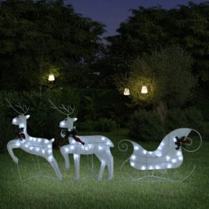 Vianočná vonkajšia dekorácia soby a sane 60 LED biela