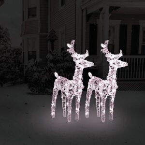 Vianočné soby 2 ks teplé biele 80 LED akrylové