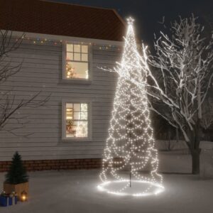 Vianočný stromček s kovovým stĺpikom 1400 LED, studený biely 5m