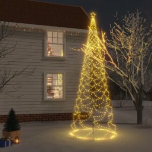 Vianočný stromček s kovovým stĺpikom 1400 LED, teplý biely 5 m