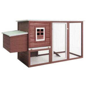 Vonkajšia klietka/domček pre sliepky s 1 hniezdom, hnedá, drevo
