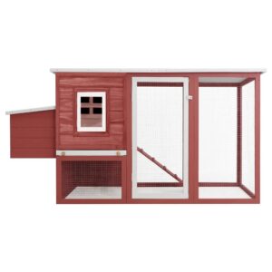 Vonkajšia klietka/domček pre sliepky s 1 hniezdom,červená,drevo Produkt