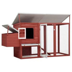 Vonkajšia klietka/domček pre sliepky s 1 hniezdom,červená,drevo Foto