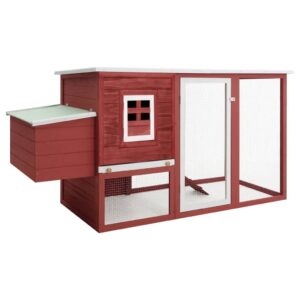 Vonkajšia klietka/domček pre sliepky s 1 hniezdom,červená,drevo