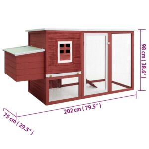 Produkt  Vonkajšia klietka/domček pre sliepky s 1 hniezdom,červená,drevo