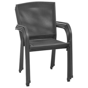 Vonkajšie stoličky 4 ks, sieťovinový dizajn, antracitové, oceľ Foto
