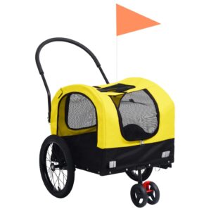 Vozík pre domáce zvieratá na bicykel/beh 2-v-1, žlto čierny