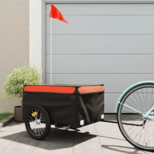 Vozík za bicykel, čierno oranžový 45 kg, železo