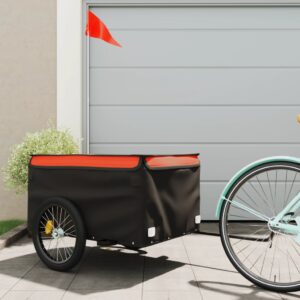 Vozík za bicykel, čierno oranžový 45 kg, železo