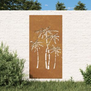 Záhradná dekorácia 105x55 cm, cortenová oceľ, palmy