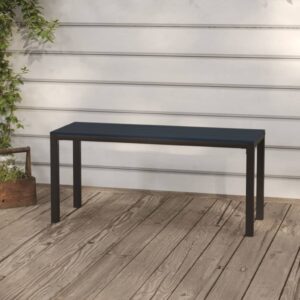 Záhradná lavička 110 cm, oceľ a WPC, čierna