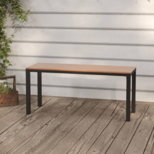 Záhradná lavička 110 cm, oceľ a WPC, hnedá a čierna