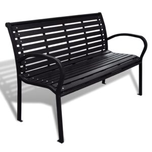 Záhradná lavička 125 cm, oceľ a WPC, čierna