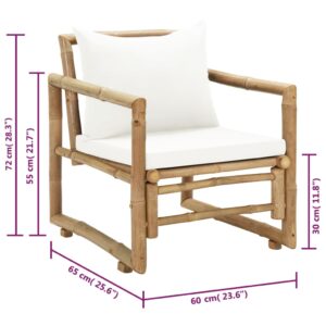 Foto  Záhradné stoličky 2 ks, podložky a vankúše, bambus