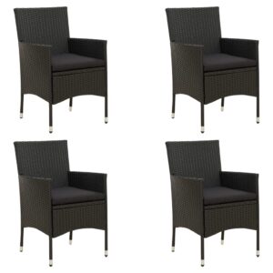 Záhradné stoličky so sedákmi 4 ks polyratanové čierne