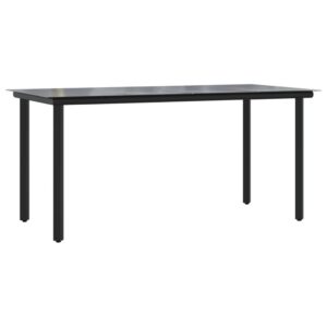 Záhradný jedálenský stôl čierny 160x80x74cm oceľ a tvrdené sklo Produkt